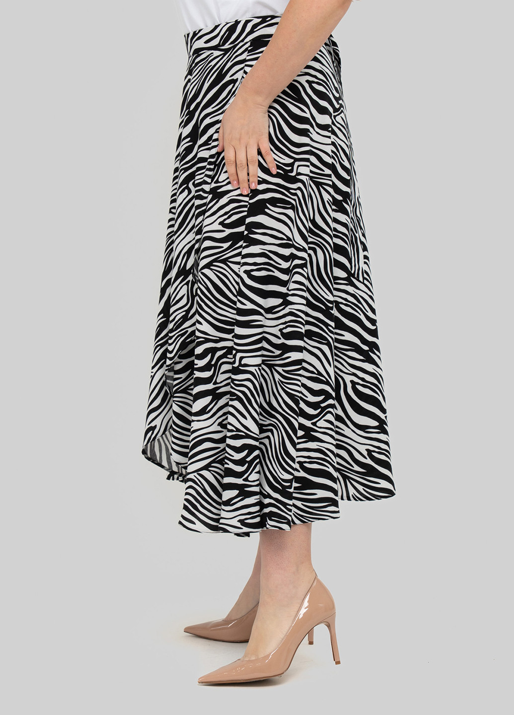 Черно-белая кэжуал зебра юбка A'll Posa клешированная, на запах