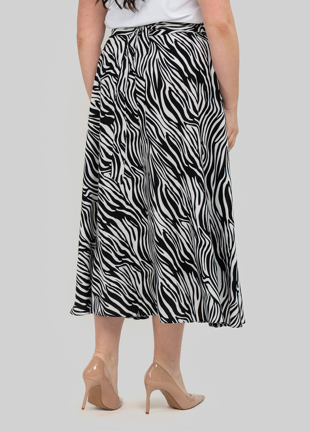 Черно-белая кэжуал зебра юбка A'll Posa клешированная, на запах