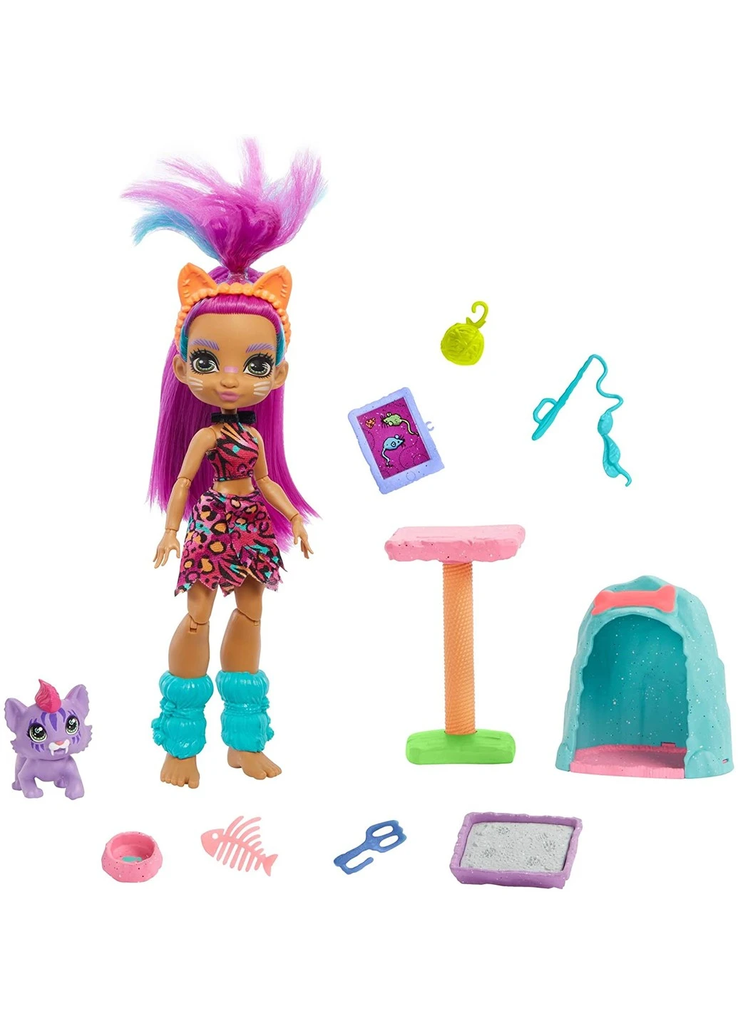 Ігровий набір з лялькою Cave Club Roaralai About Cats Playset Печерна історія (GNL95) Mattel (255665118)