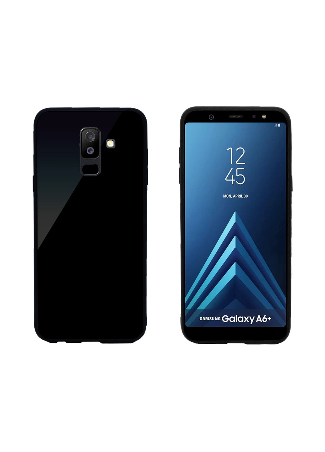 Чехол (Real Glass) для Samsung A6+ (A605) (черный) Intaleo для Samsung A6+ (A605) (черный) (131339947)