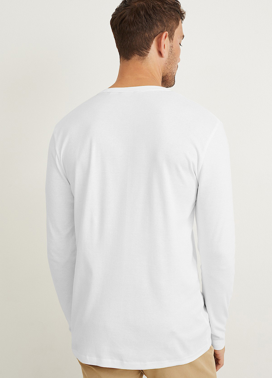 Лонгслів C&A однотонний білий кежуали бавовна, трикотаж