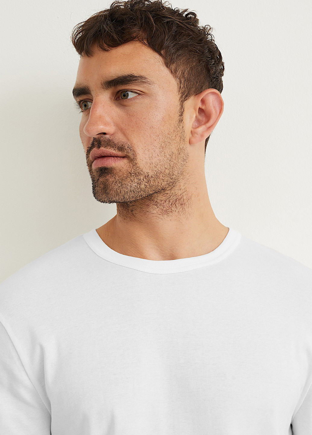 Лонгслів C&A однотонний білий кежуали бавовна, трикотаж