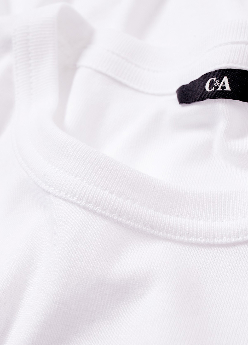 Лонгслів C&A однотонний білий кежуали бавовна, трикотаж