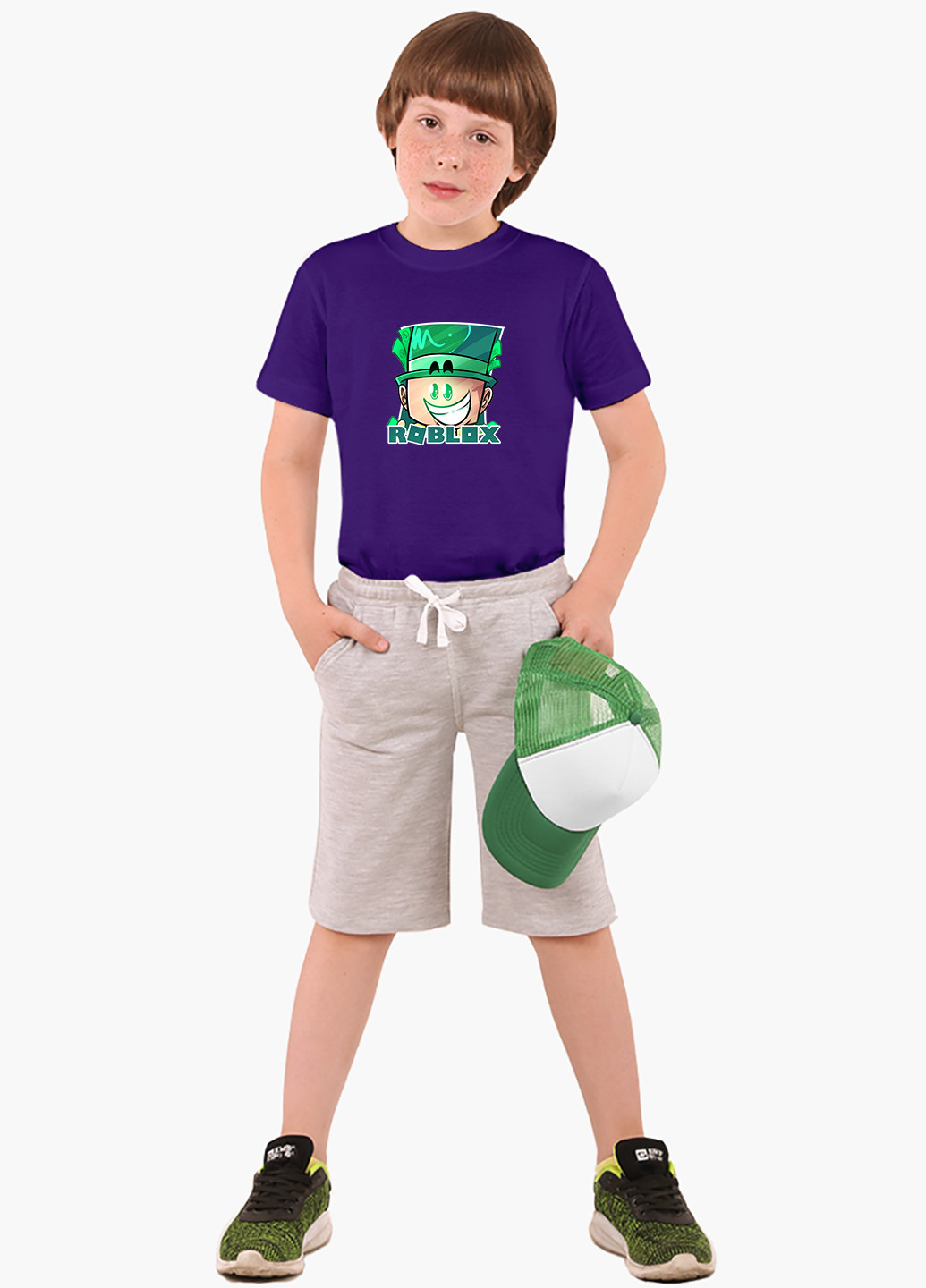 Фиолетовая демисезонная футболка детская роблокс (roblox)(9224-1226) MobiPrint