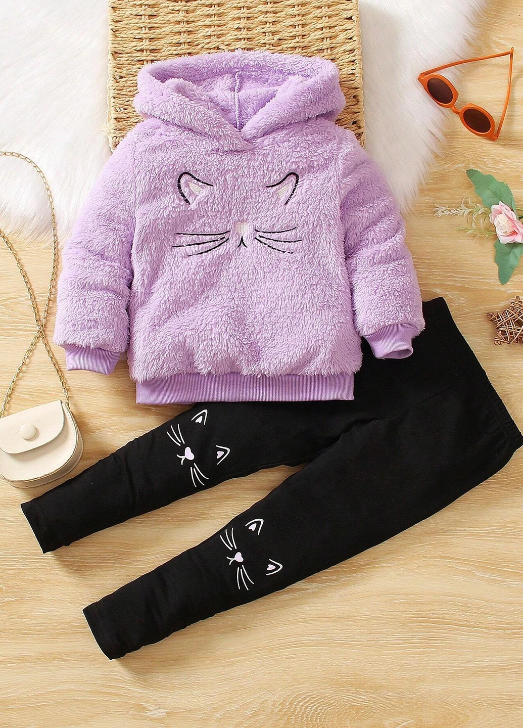 Бузковий зимовий костюм (худі, легінси) брючний SHEIN