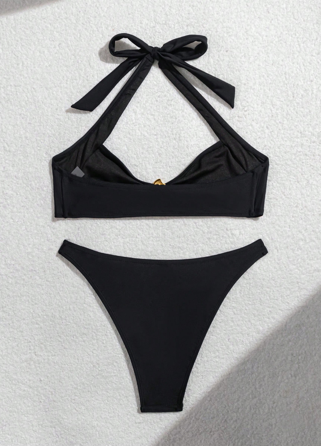 Чорний літній купальник (ліф, трусики) халтер, роздільний SHEIN