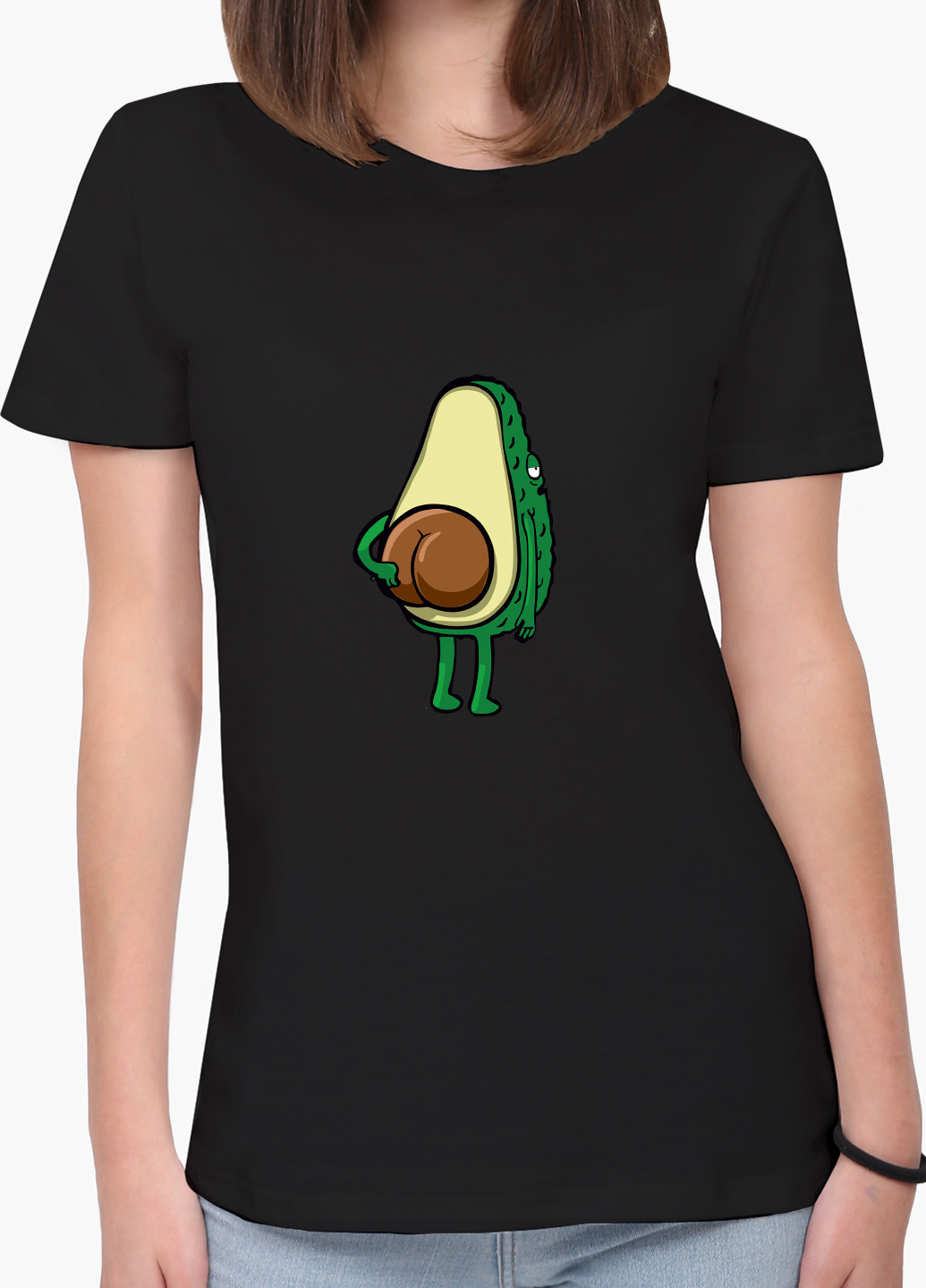 Черная демисезон футболка женская авокадо (avocado) (8976-2032) xxl MobiPrint