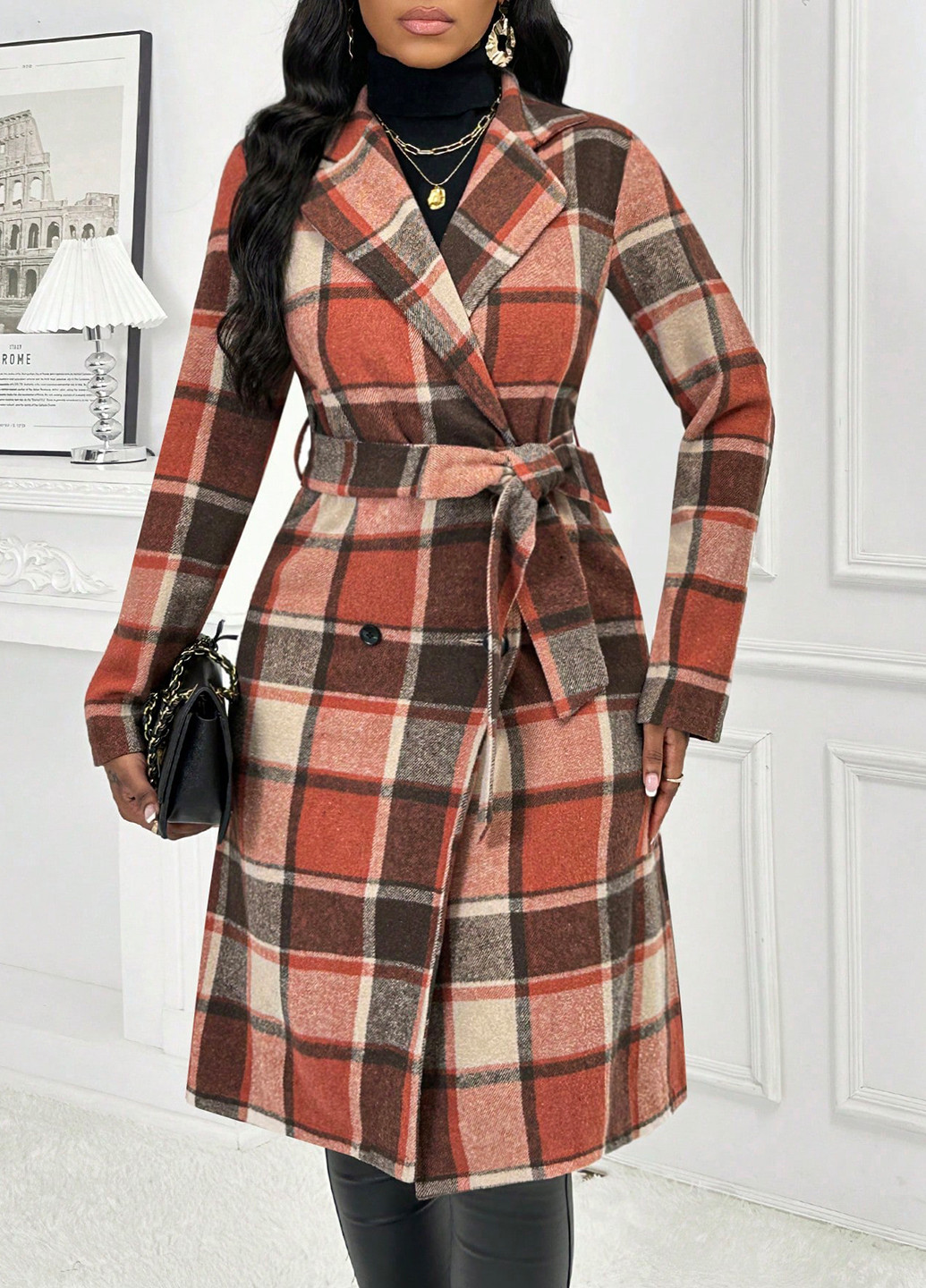 Комбинированное демисезонное Пальто SHEIN