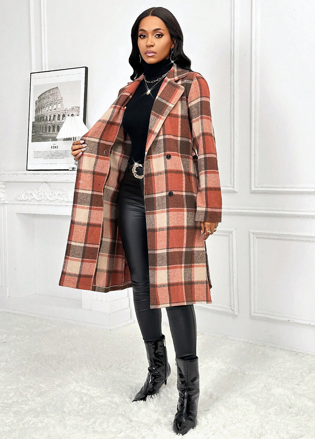 Комбинированное демисезонное Пальто SHEIN