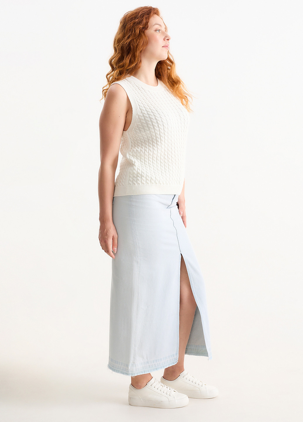 Голубая джинсовая однотонная юбка C&A