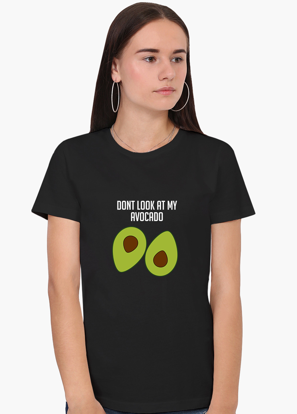 Чорна демісезон футболка жіноча авокадо (avocado) (8976-1795) xxl MobiPrint