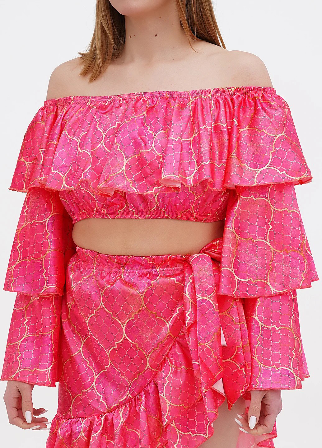 Розовая пляжный с рисунком юбка Moda Minx на запах