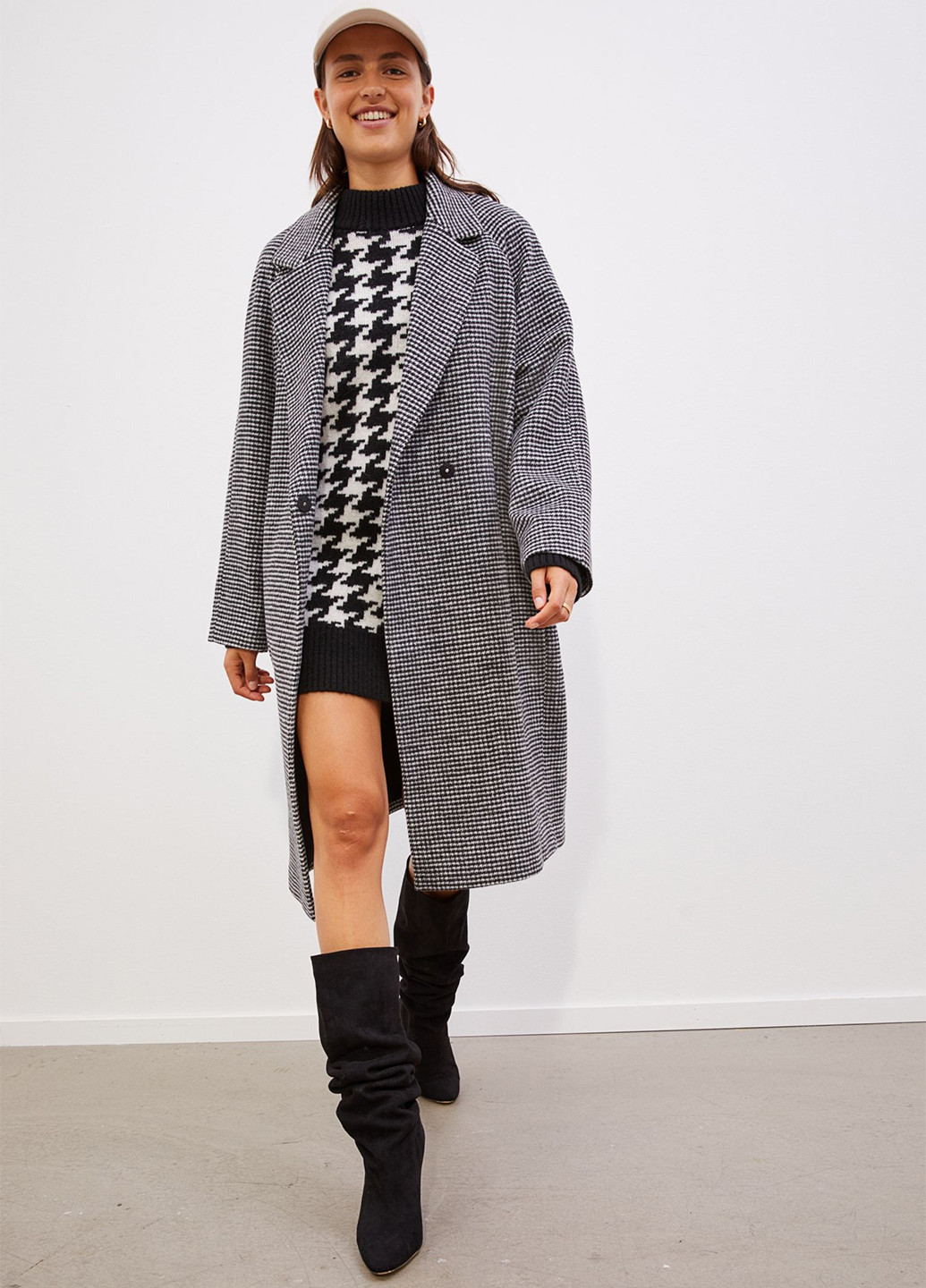 Чорно-білий демісезонне Пальто H&M