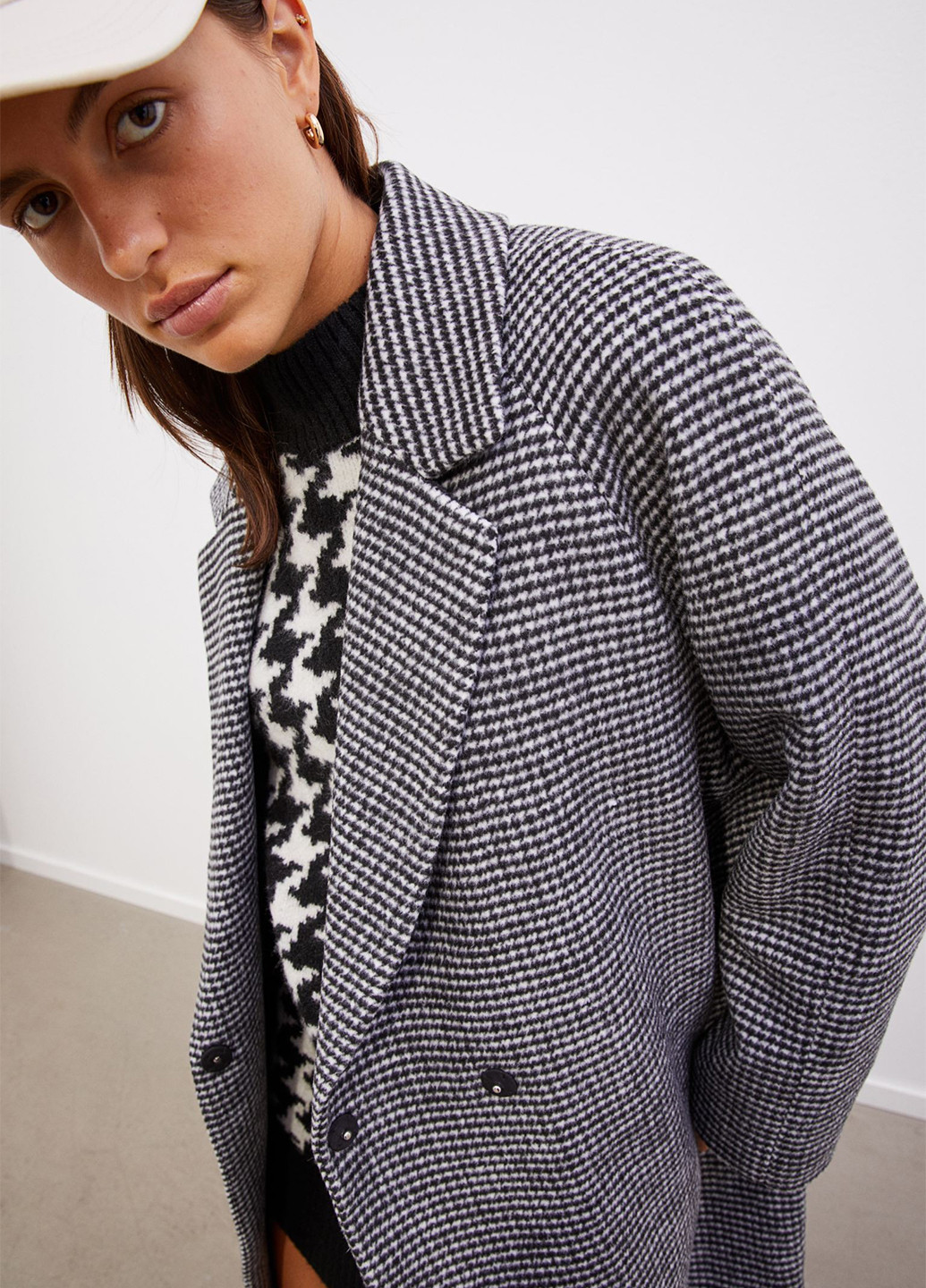 Чорно-білий демісезонне Пальто H&M