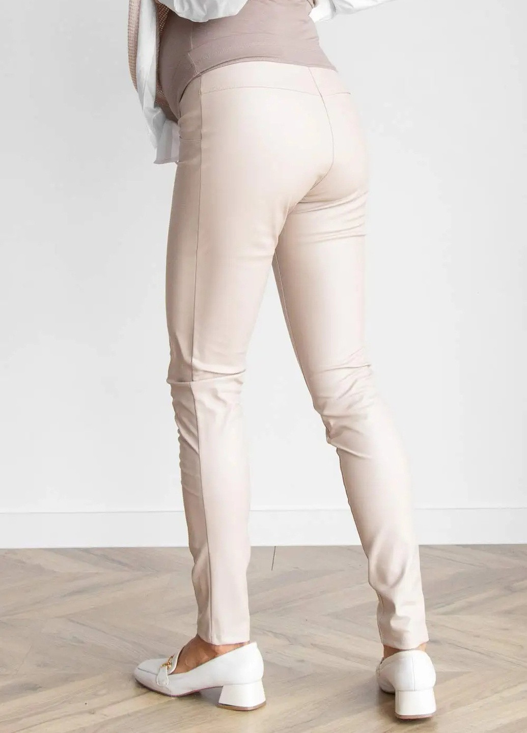Молочні штани легінси для вагітних з еластичної екошкіри м'який бандаж To Be (253879617)