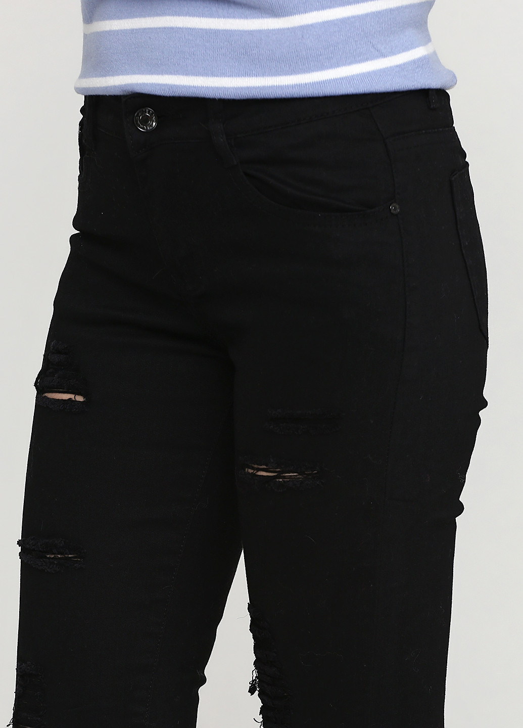 Бриджі Nina Carter однотонний чорний джинсовий