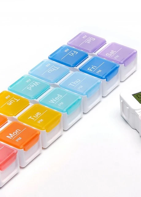 Велика таблетка з таймером на 7 днів ранок/вечер Tetris, райдужна More (253850549)