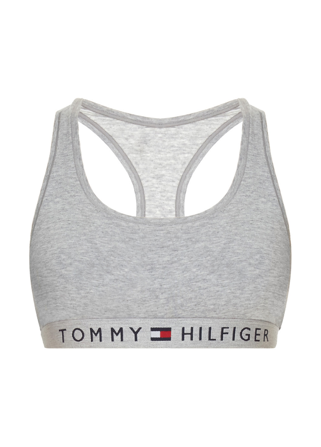 Серый спортивный бюстгальтер Tommy Hilfiger без косточек трикотаж, хлопок
