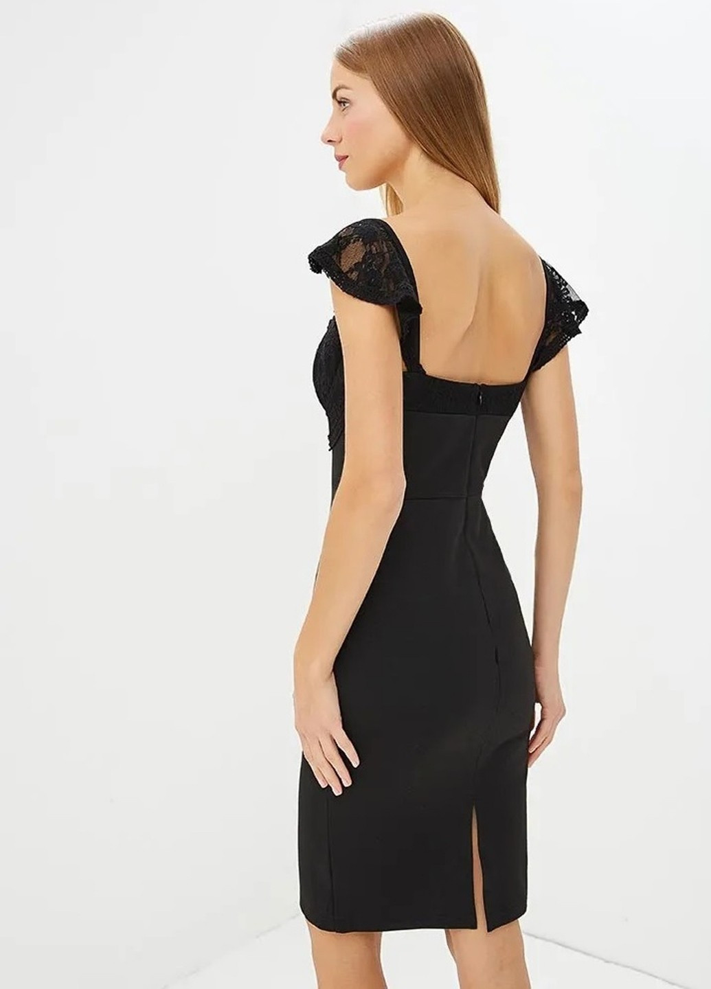 Черное коктейльное платье футляр Lost Ink однотонное