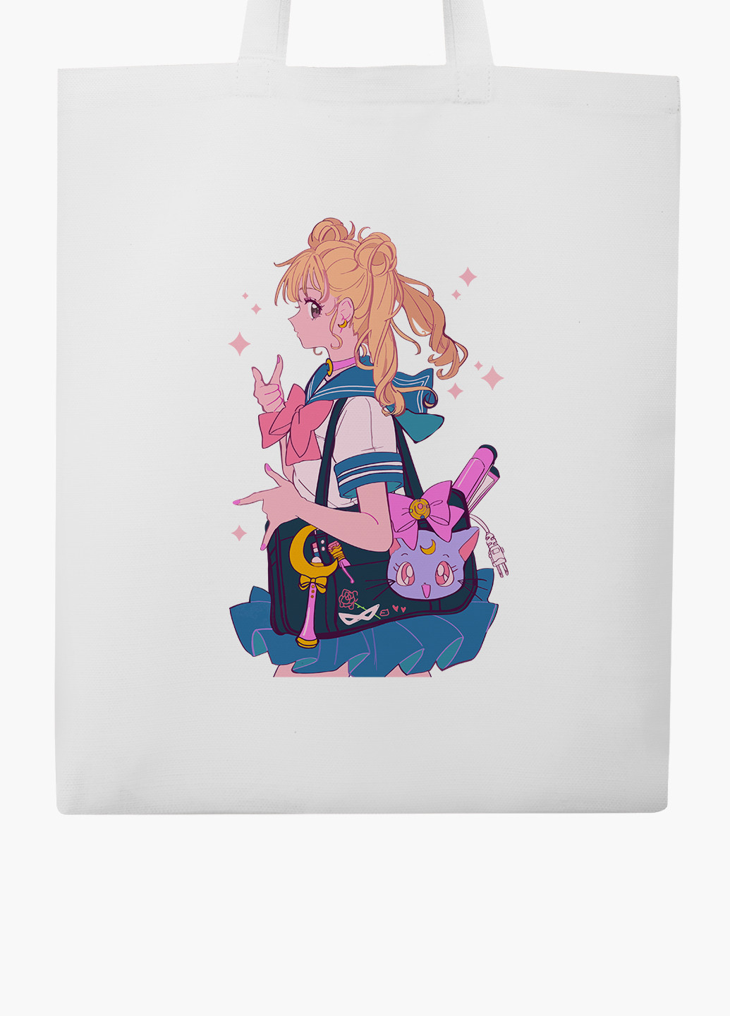 Эко сумка шоппер белая Сейлор Мун (Sailor Moon) (9227-2910-WT-2) экосумка шопер 41*35 см MobiPrint (224806070)