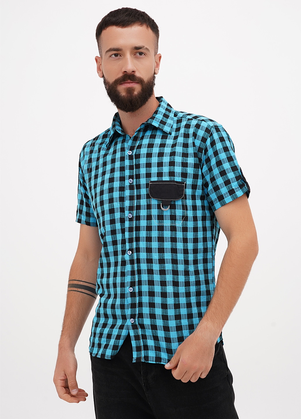 Синяя кэжуал рубашка в клетку Baydo