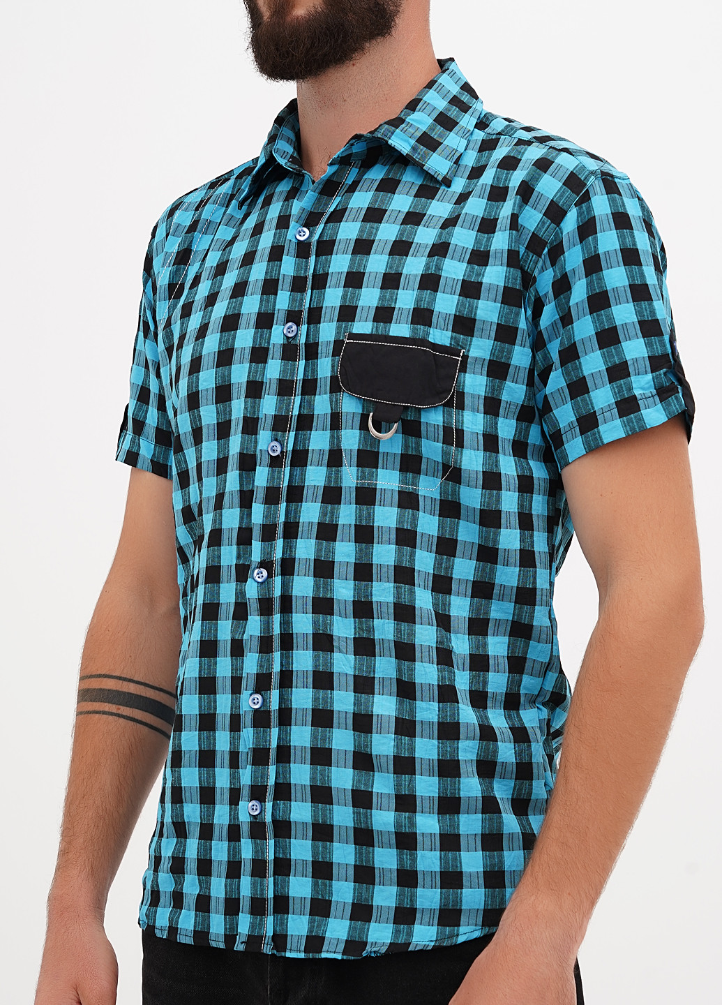 Синяя кэжуал рубашка в клетку Baydo