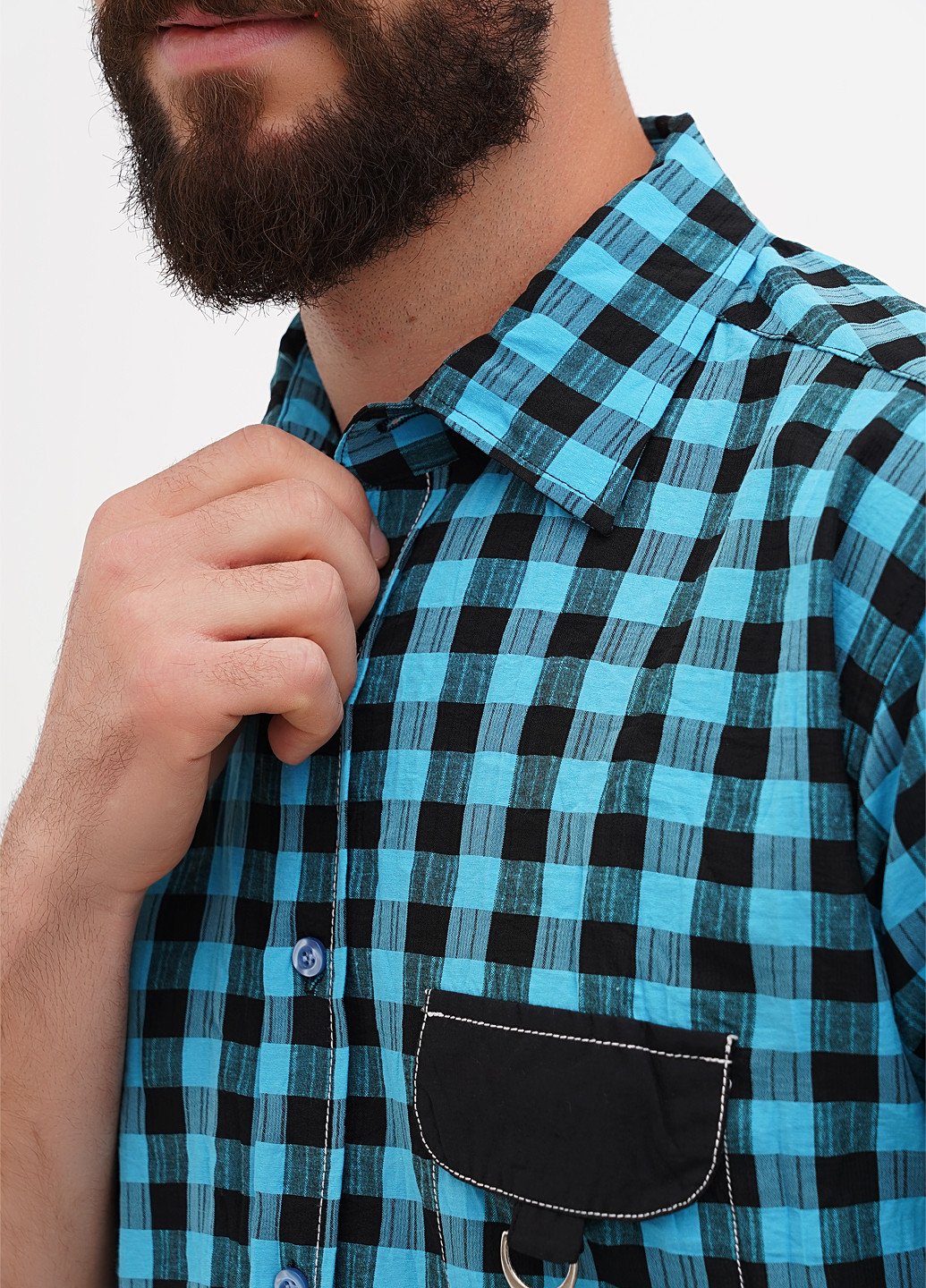 Синяя кэжуал рубашка в клетку Baydo