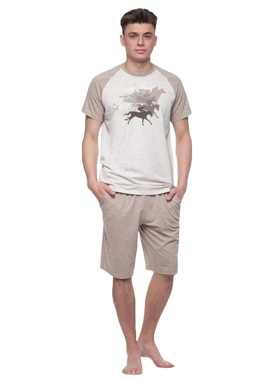 Бежевий демісезонний комплект (футболка, шорти) Ellen