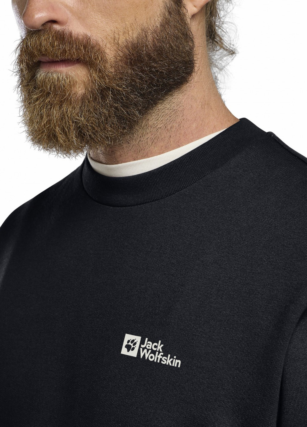 Черный свитшот Jack Wolfskin логотип без декора (328434751)