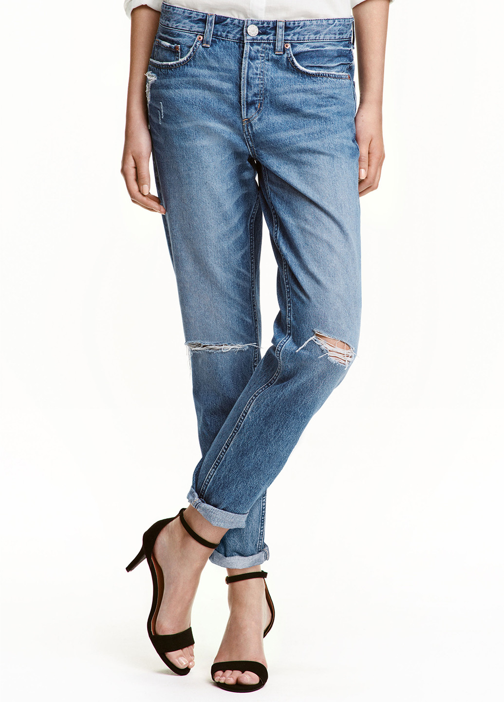 Джинси H&M бойфренди однотонні світло-сині джинсові