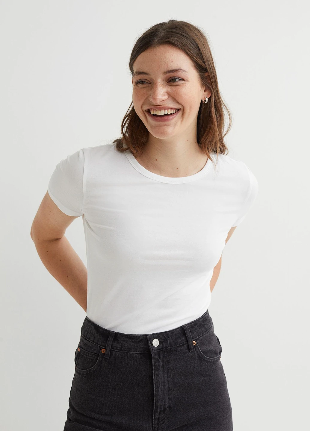 Футболка,білий, H&M Basic - (256668374)