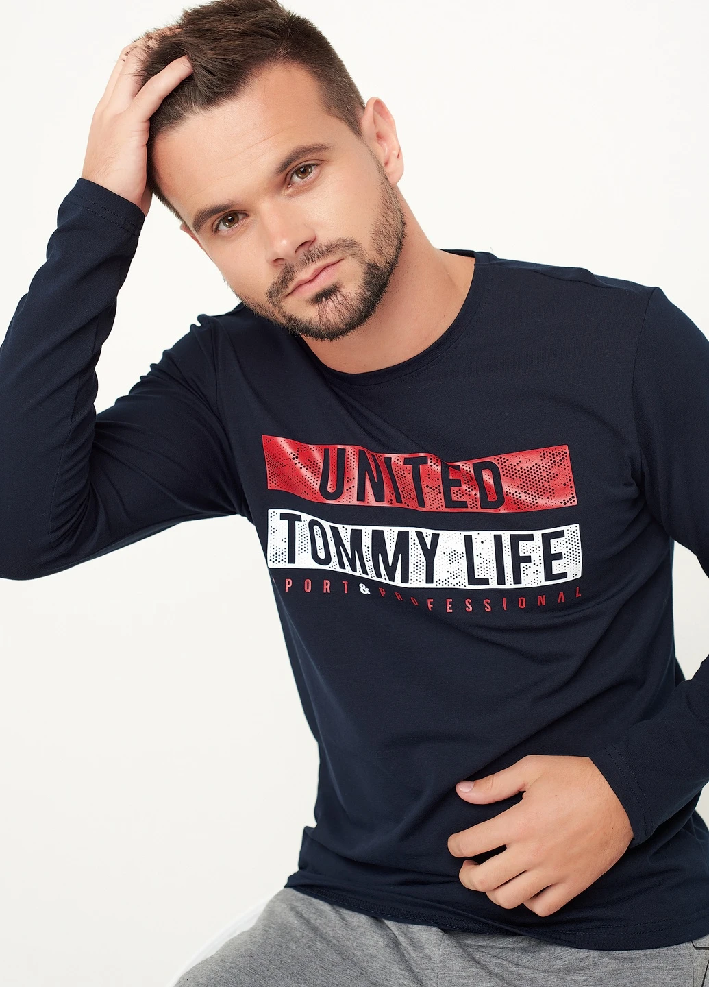 Лонгслів Tommy Life синій повсякденні