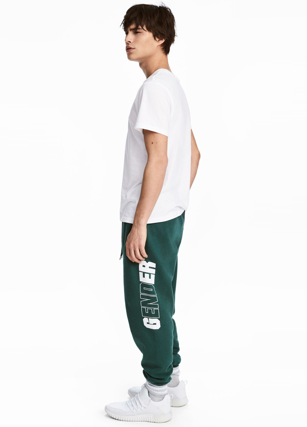 Зеленые спортивные демисезонные с высокой талией брюки H&M
