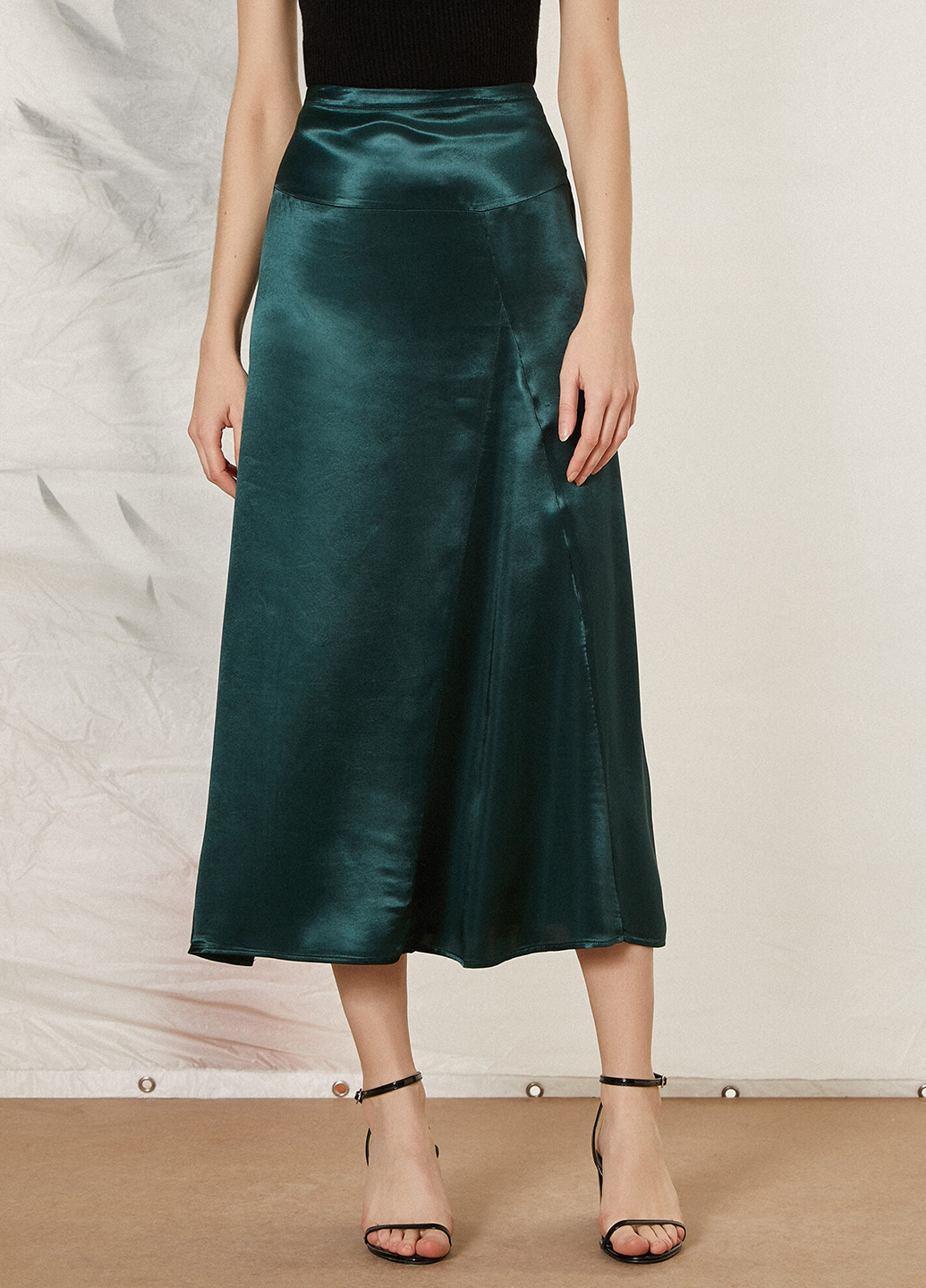 Темно-зеленая кэжуал однотонная юбка KOTON