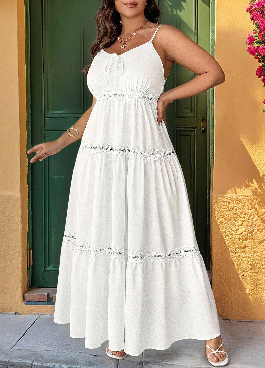 Білий кежуал сукня а-силует SHEIN однотонна