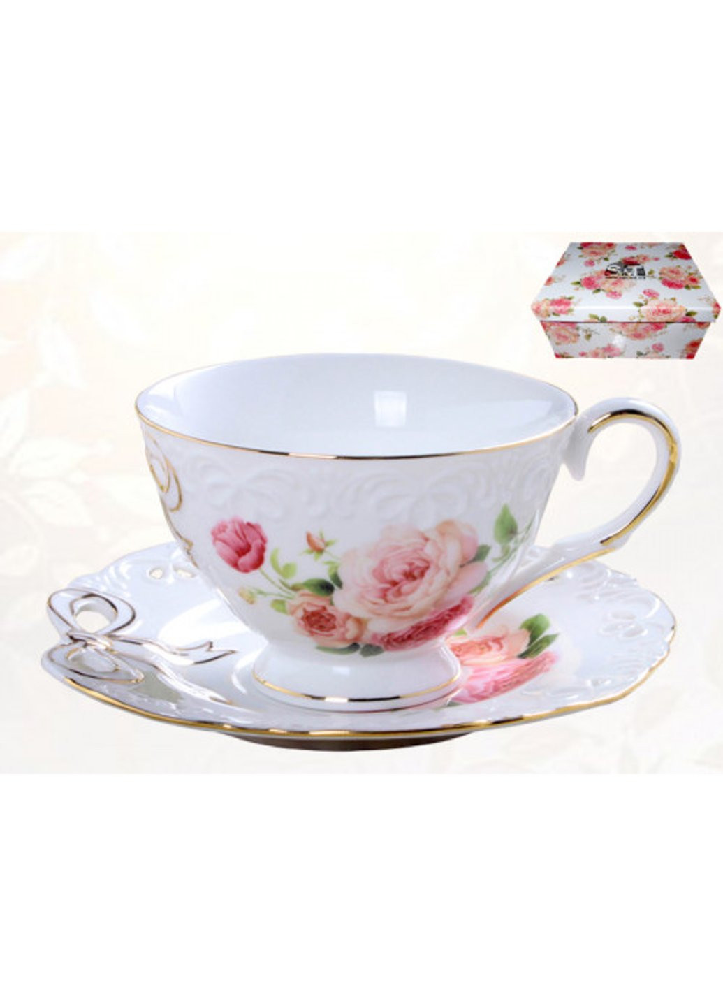 Чашка з блюдцем Бант 2335 240 мл 2 предмети SNT (254861131)