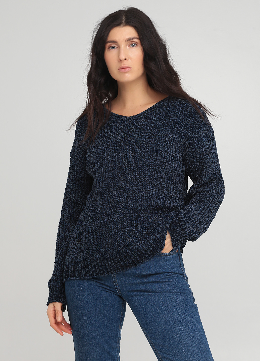 Темно-синий демисезонный пуловер пуловер Rossee