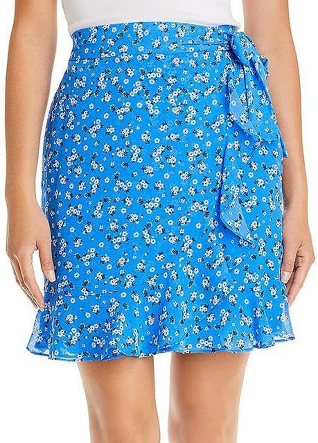 Синяя кэжуал цветочной расцветки юбка Karl Lagerfeld на запах