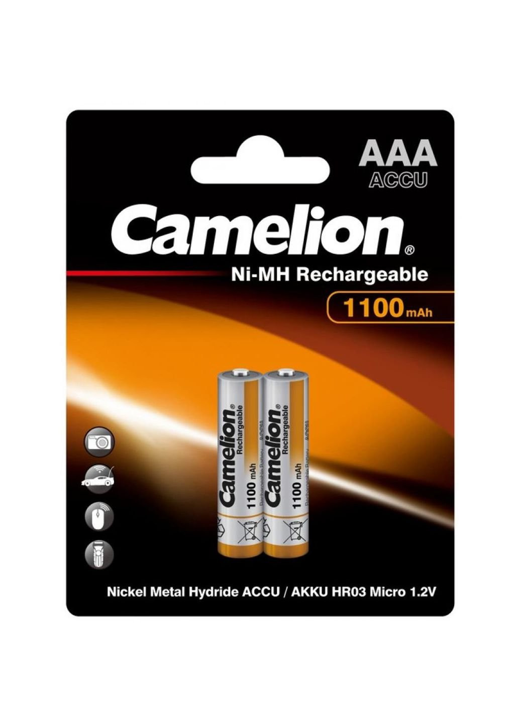 Аккумулятор AAA 1100mAh Ni-MH * 2 R03-2BL (NH-AAA1100BP2) Camelion (251419959)