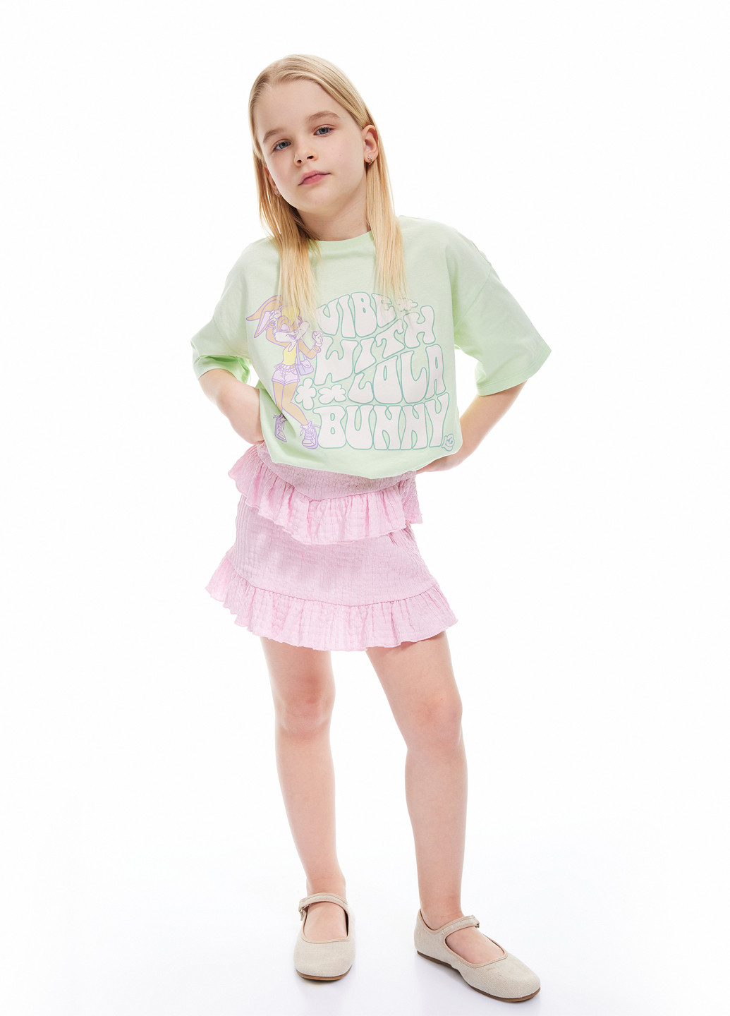 Светло-розовая кэжуал однотонная юбка KOTON а-силуэта (трапеция)