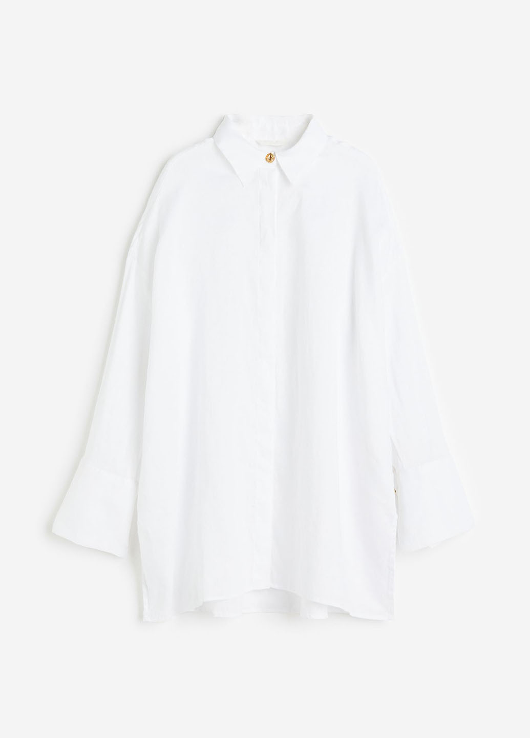 Белоснежная кэжуал рубашка однотонная H&M