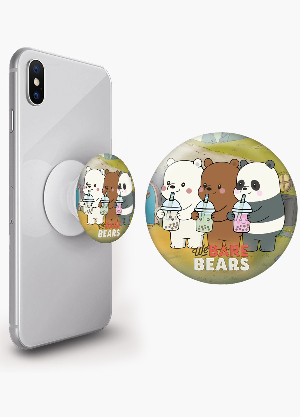Попсокет (Popsockets) держатель для смартфона Вся правда о медведях (We Bare Bears) (8754-2896) Черный MobiPrint (229014765)