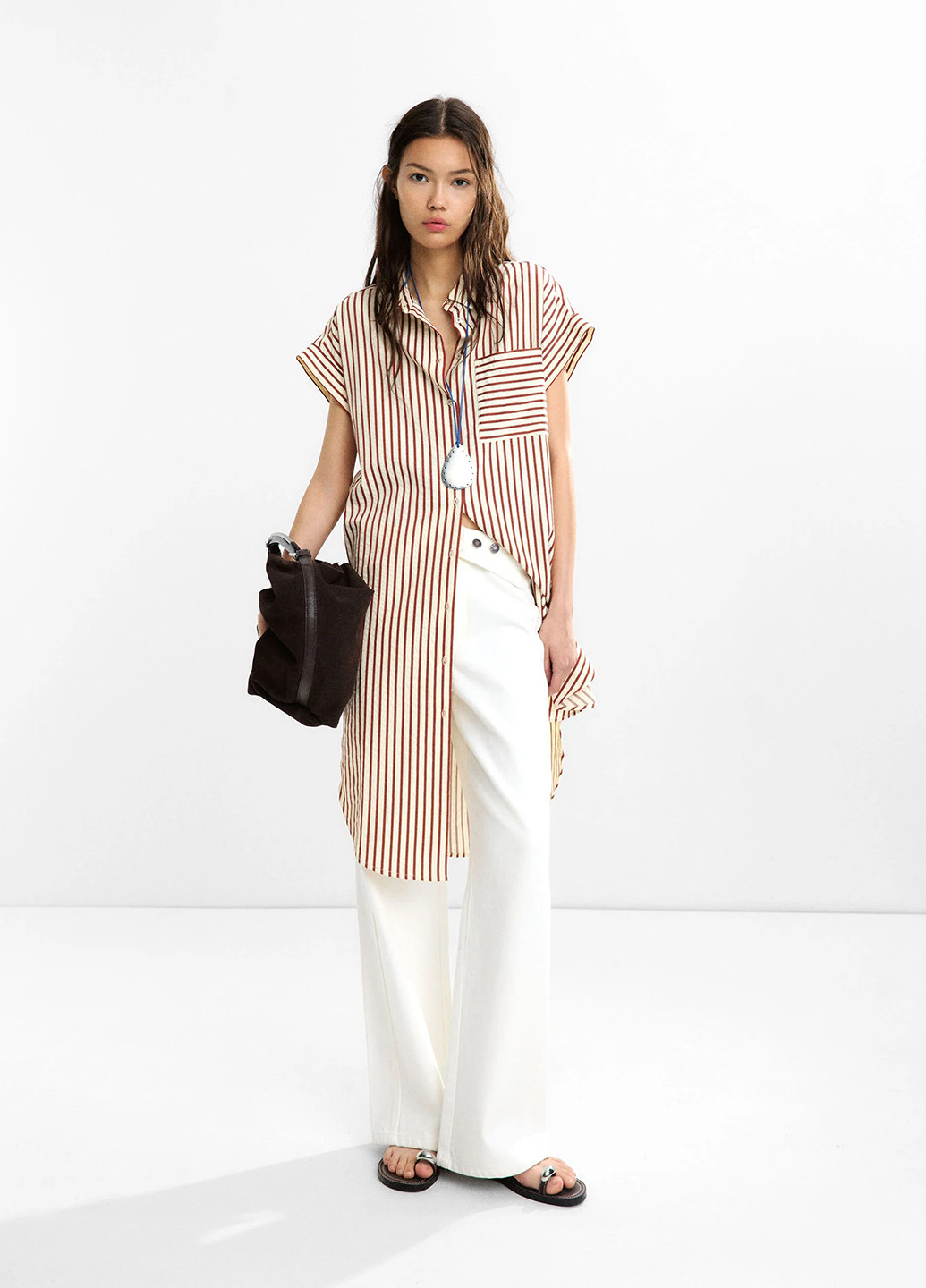 Червона кежуал сукня сукня-сорочка Parfois в смужку