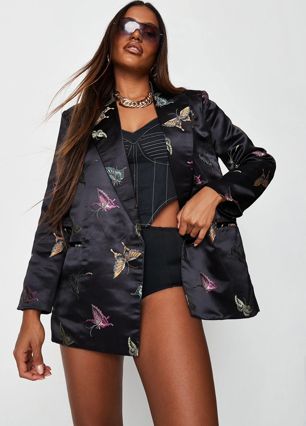Черный женский жакет Missguided бабочки - демисезонный