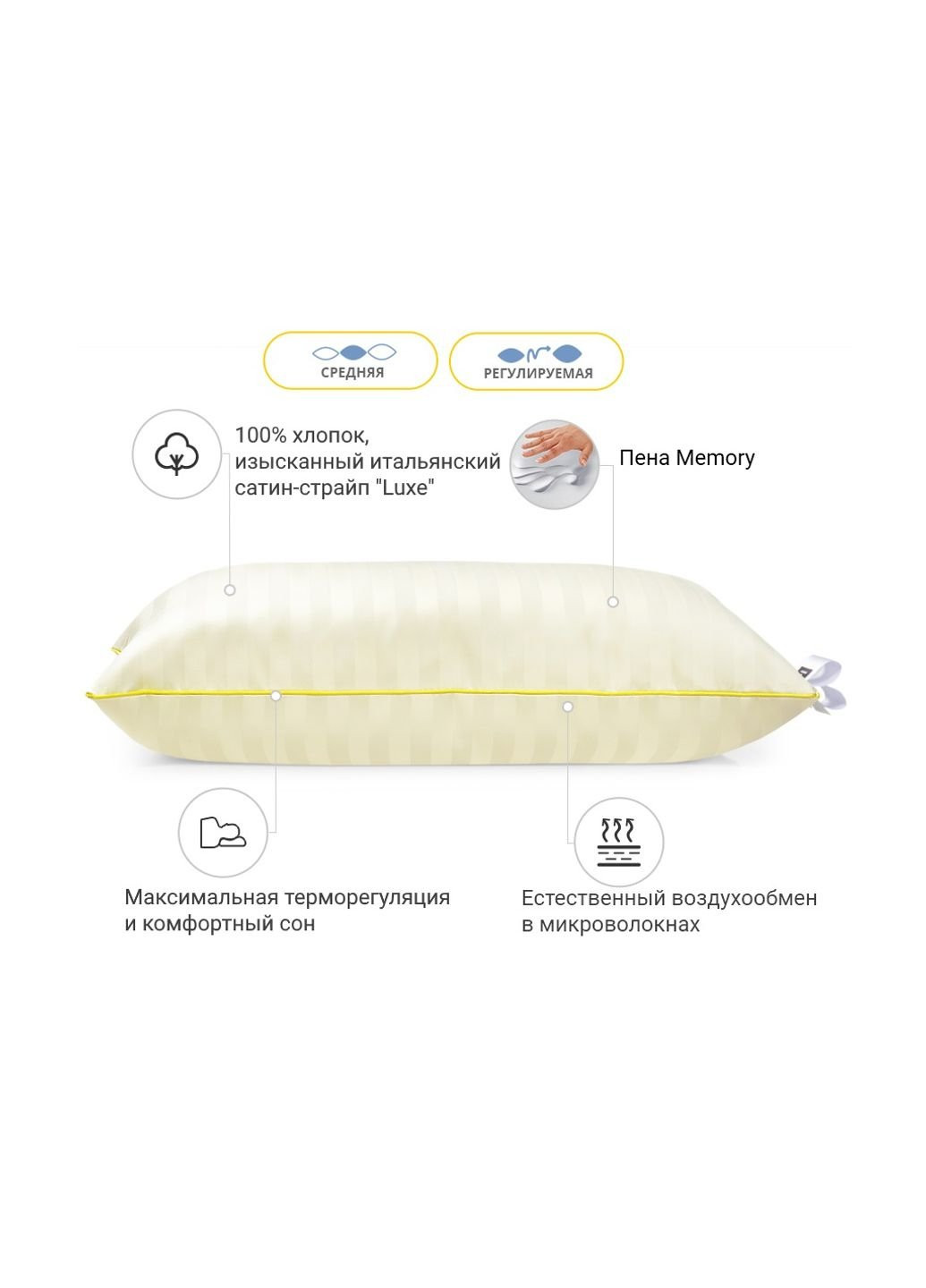 Подушка 1484 Carmela Hand Made memory effekt Середня 50х70 см (2200001540262) No Brand (254008030)