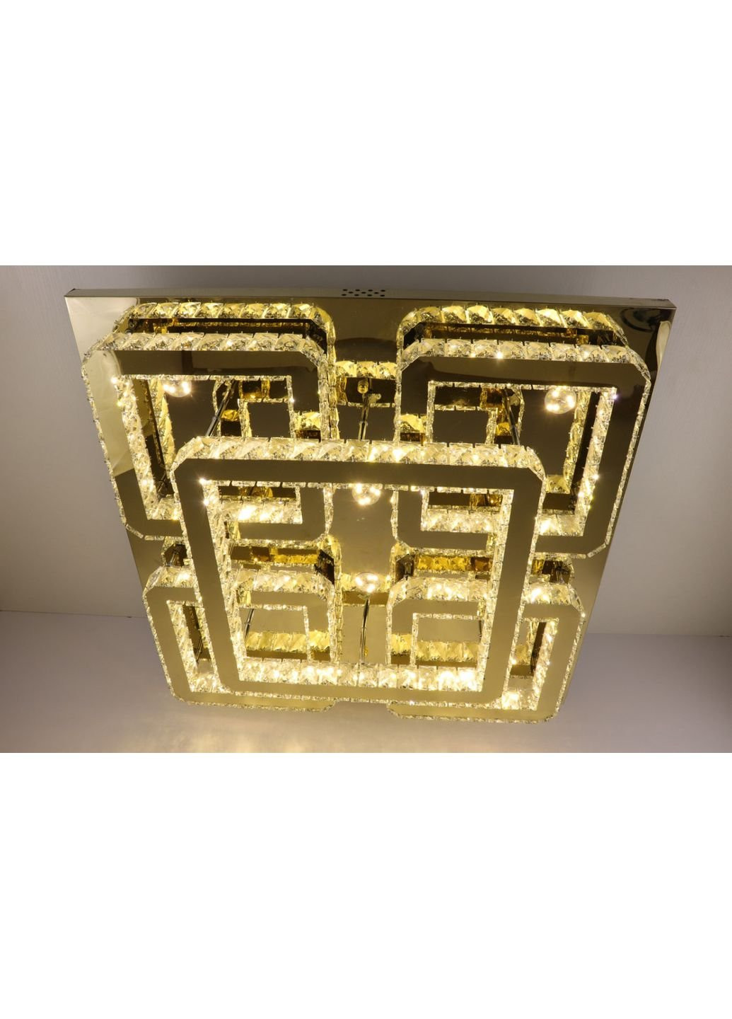 Люстра стельова кришталева LED з пультом C1787/800*800-gd Золото 17х80х80 см. Sunnysky (253629803)