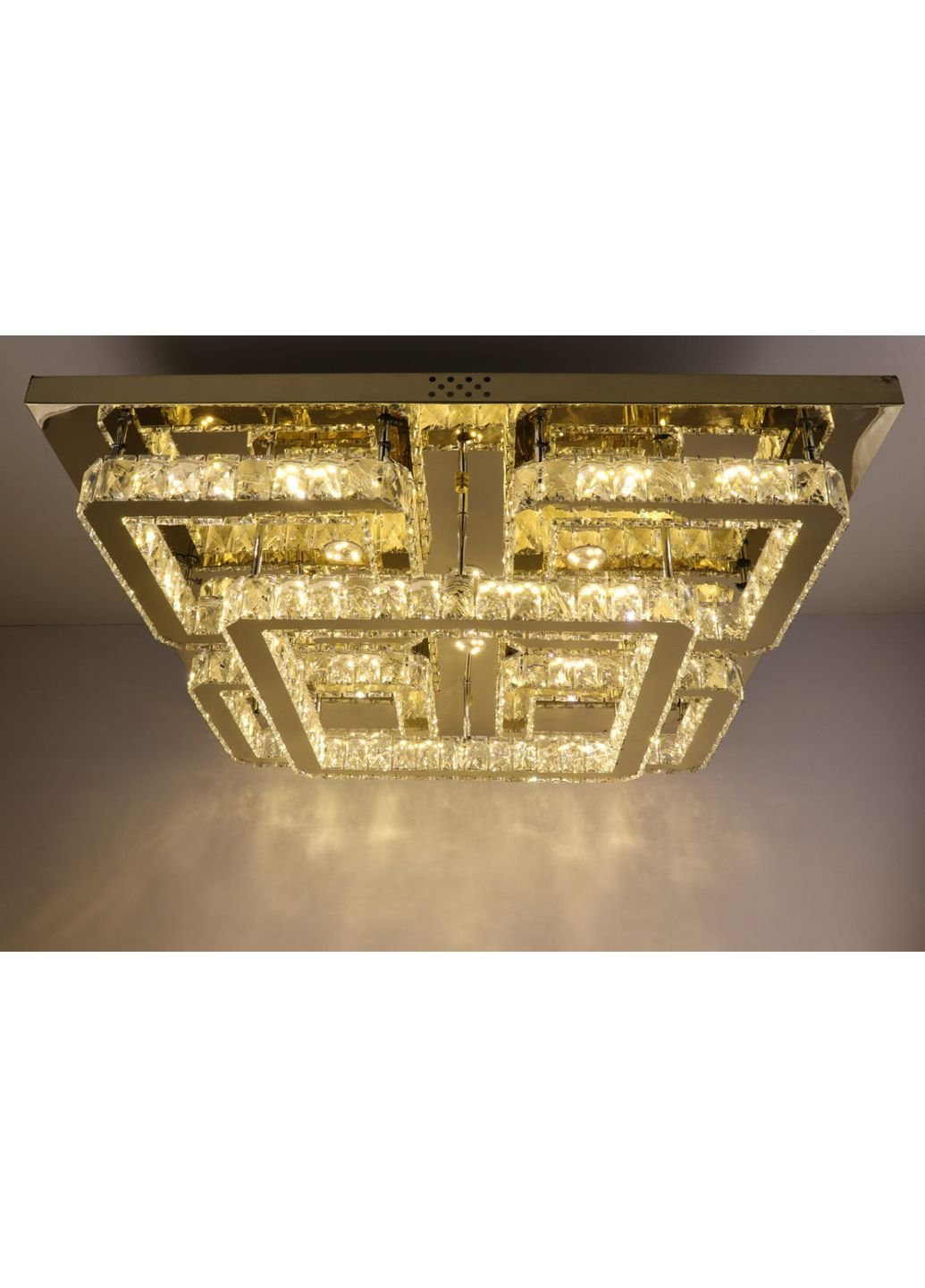 Люстра стельова кришталева LED з пультом C1787/800*800-gd Золото 17х80х80 см. Sunnysky (253629803)