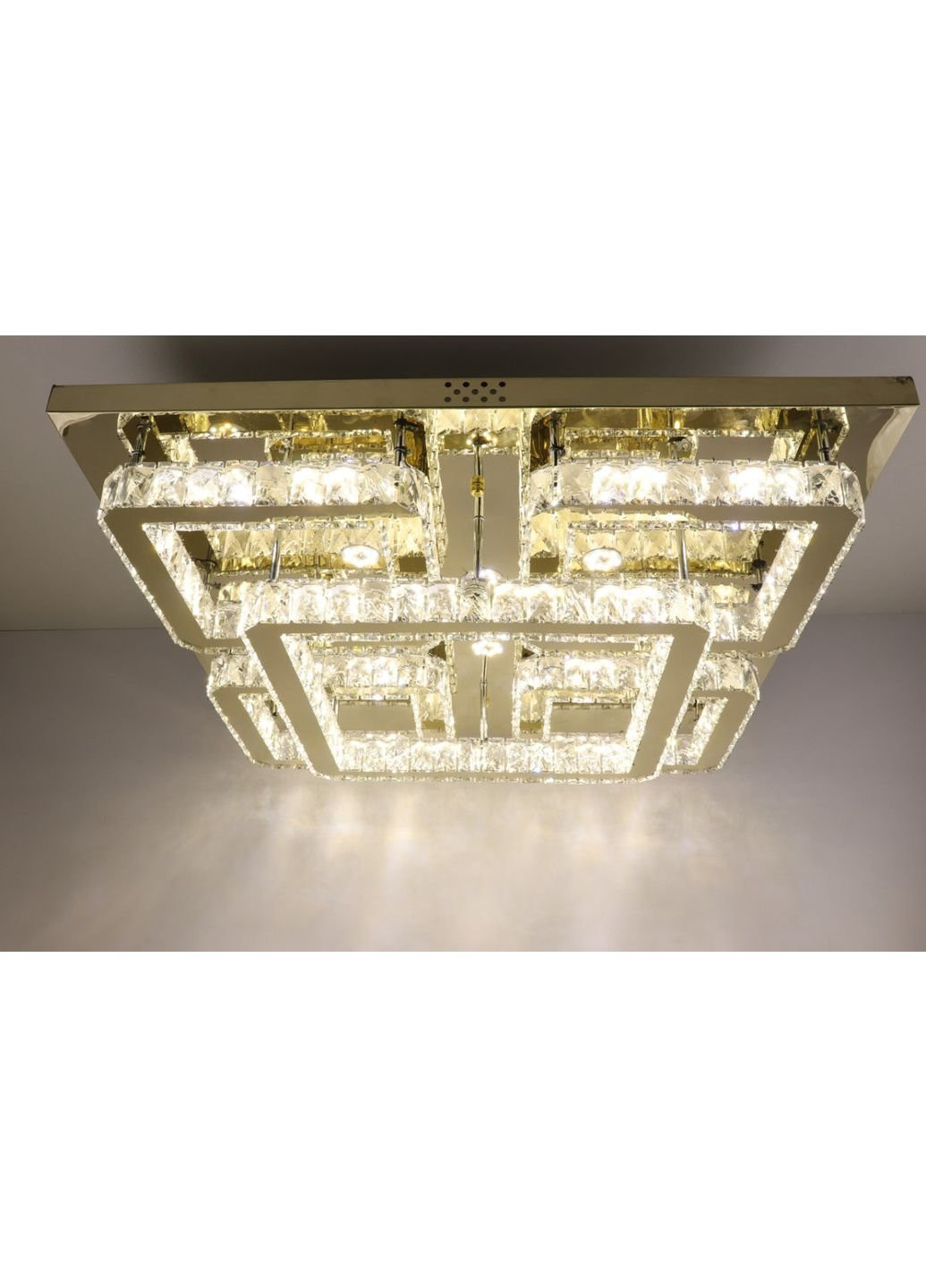 Люстра стельова кришталева LED з пультом C1787/800*800-gd Золото 17х80х80 см. Sunnysky (253629803)