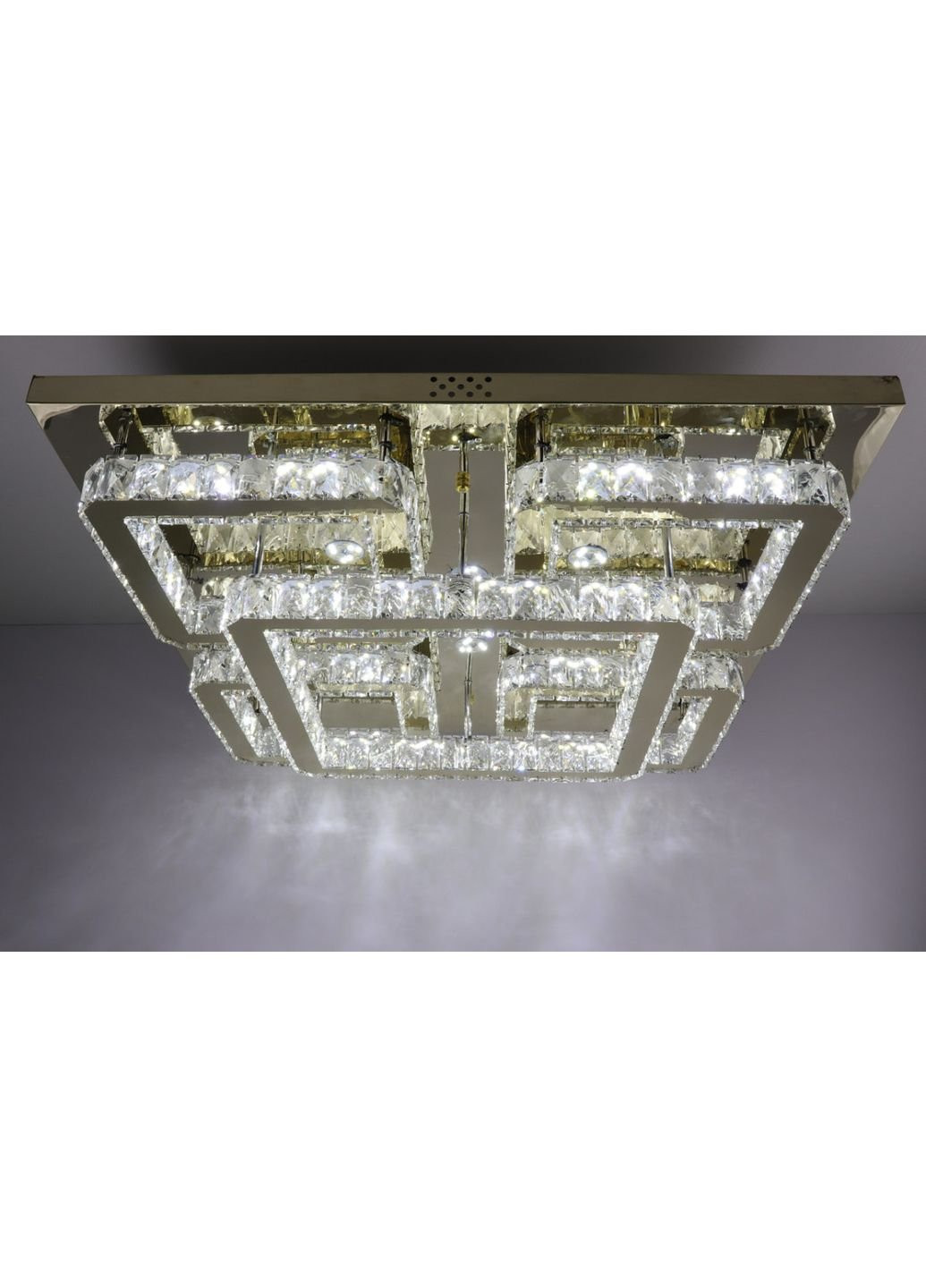Люстра стельова кришталева LED з пультом C1787/800*800-gd Золото 17х80х80 см. Sunnysky (253629803)
