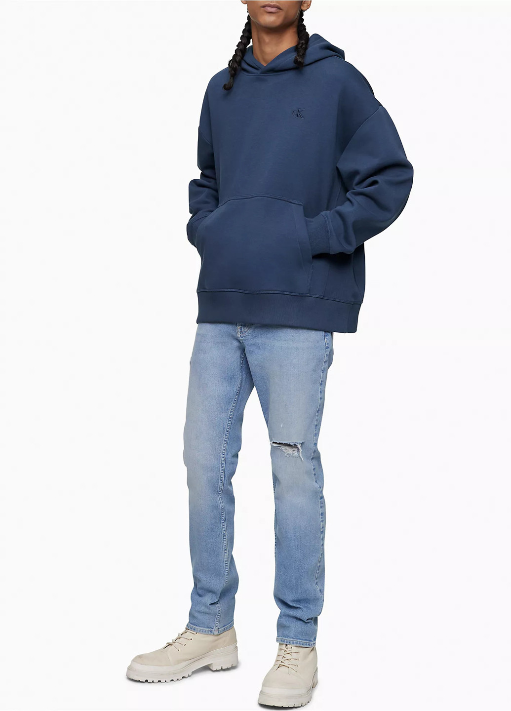 Голубые демисезонные прямые джинсы Calvin Klein